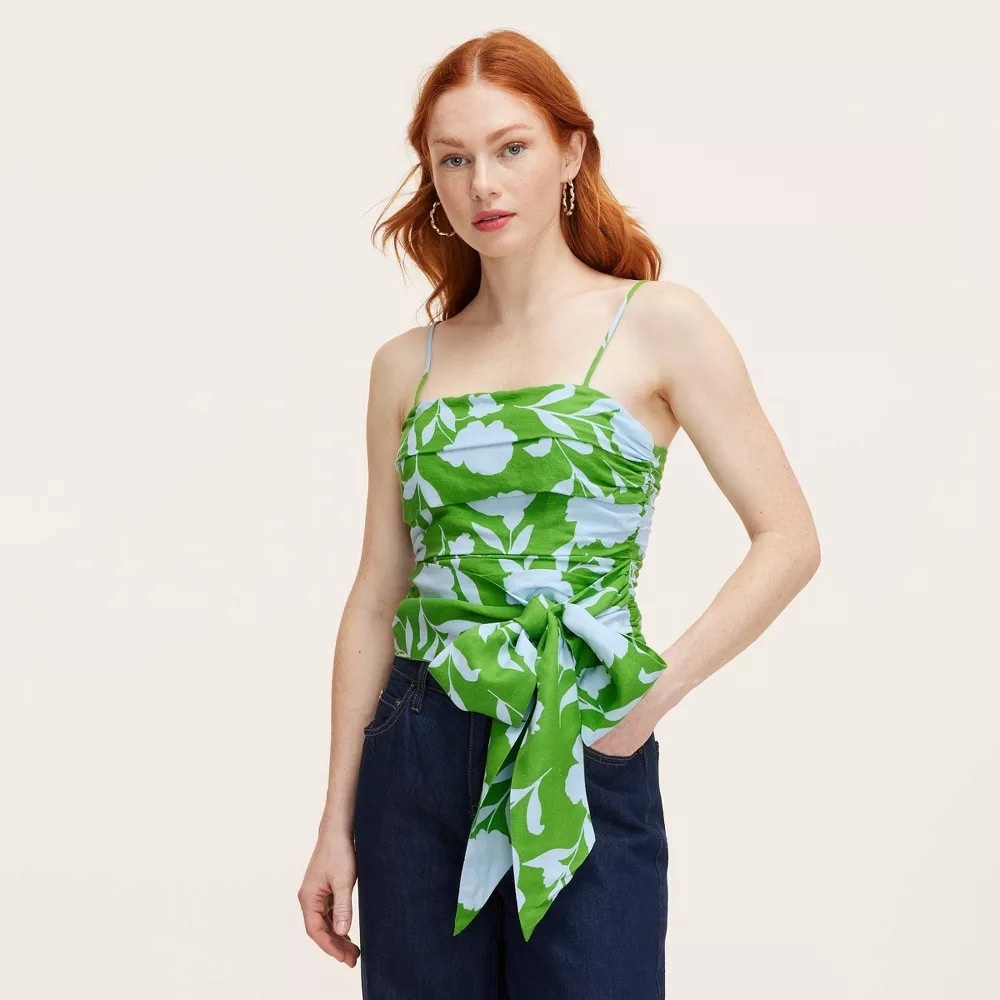 Kate Spade Blue and Green Tank Top with Tie